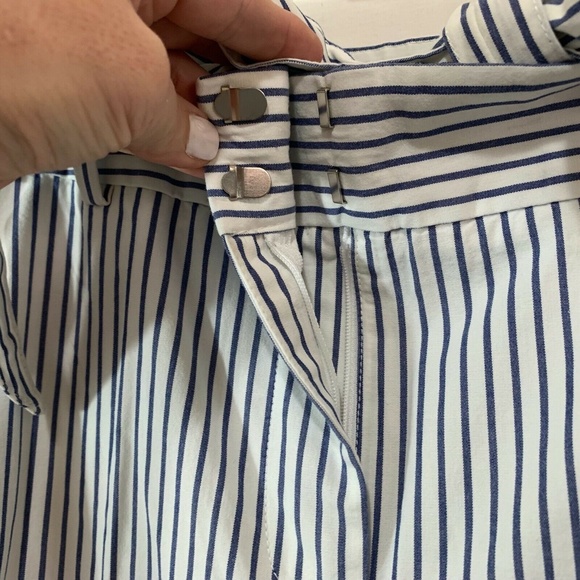 Talbots Women NWT Tie Waist Wide Leg Crop Pants in Blue Stripe Size 10 - Picture 5 of 8